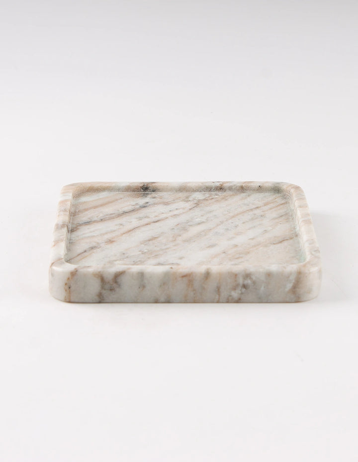 FORM MARBLE TRAY - SMALL - WHITE & BROWN