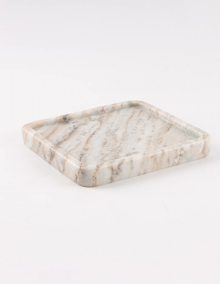 FORM MARBLE TRAY - SMALL - WHITE & BROWN