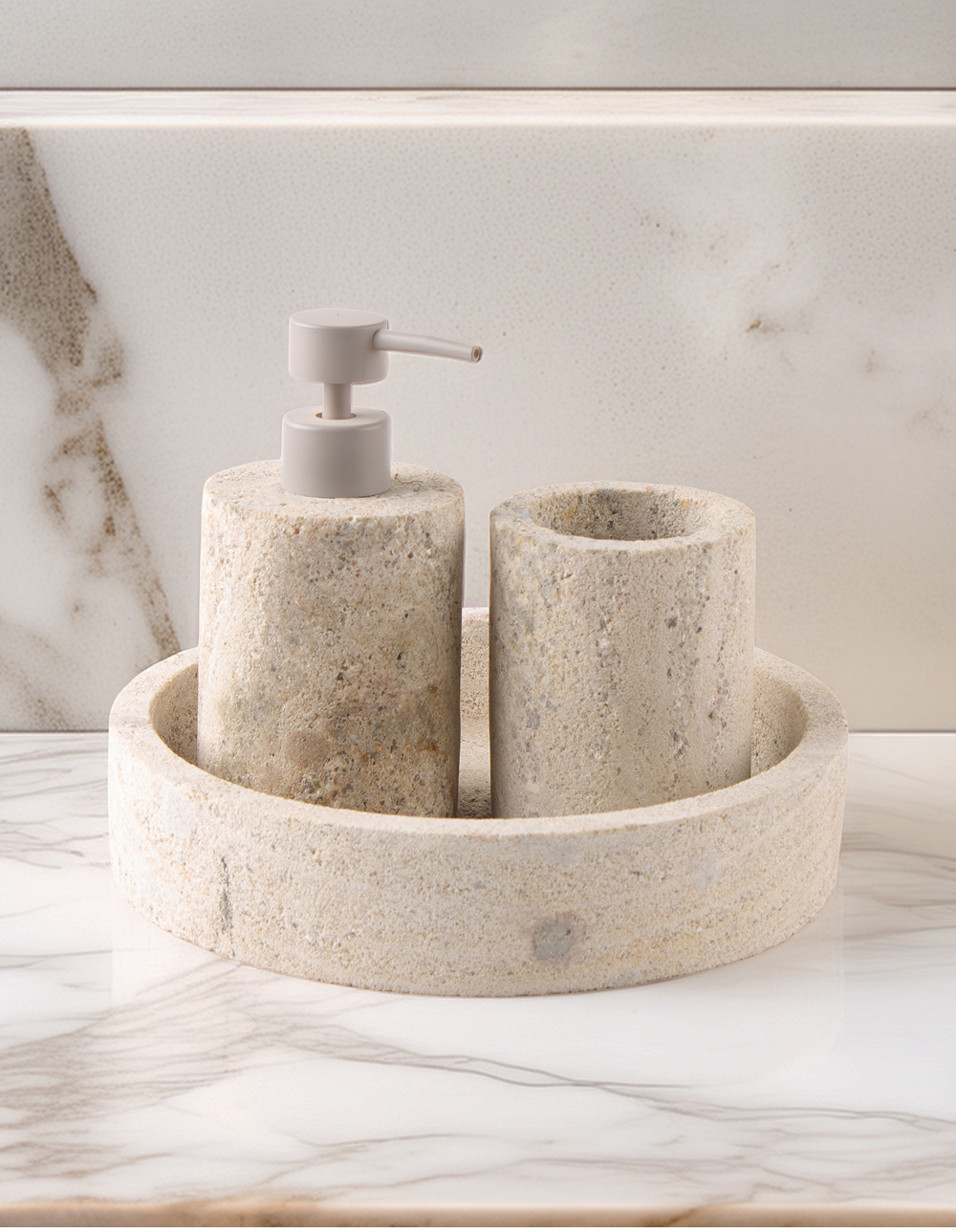 DISPENSER SET - INDIAN TRAVERTINE koaliving-1