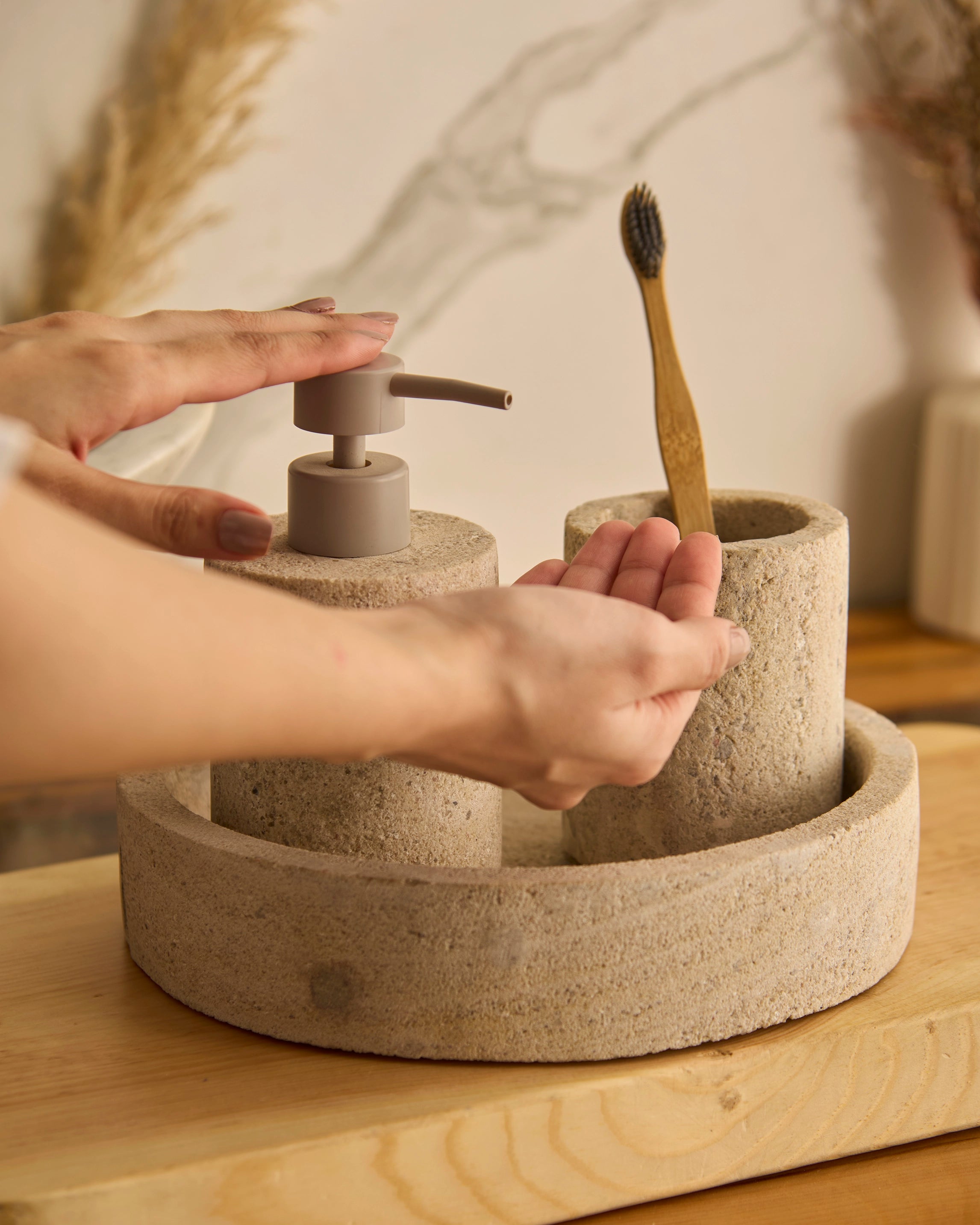 DISPENSER SET - INDIAN TRAVERTINE