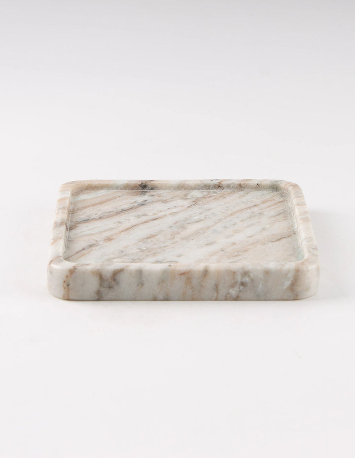 FORM MARBLE TRAY - LARGE - WHITE & BROWN