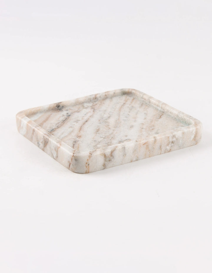 FORM MARBLE TRAY - LARGE - WHITE & BROWN