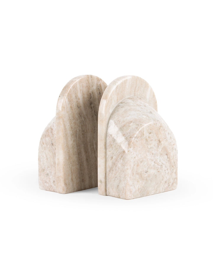 Morchana marble bookends with architectural arch design