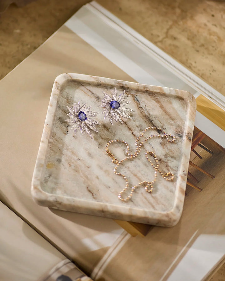 FORM MARBLE TRAY - WHITE & BROWN